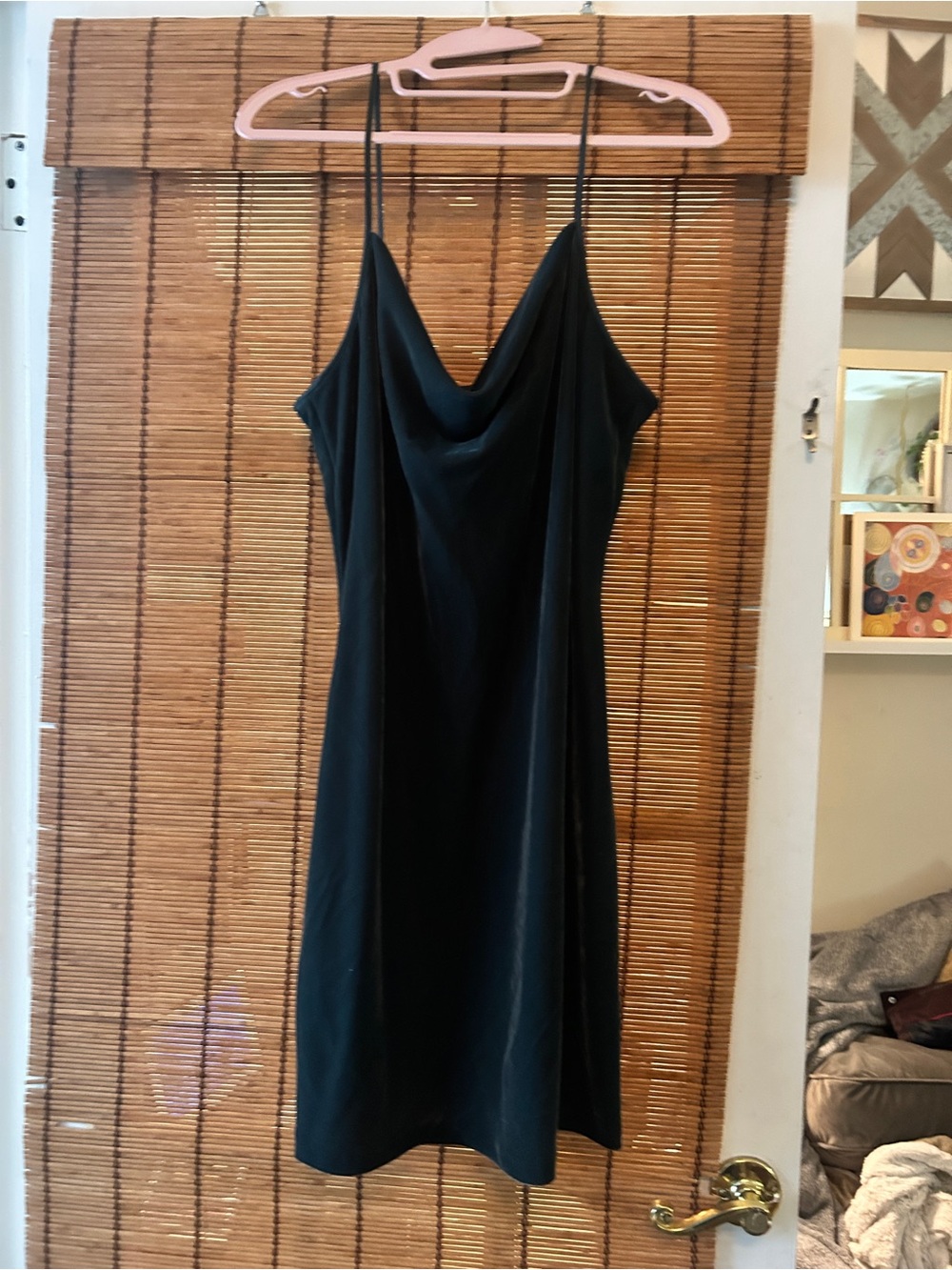 Banana Republic Black Cowl Neck Slip Dress Velvet